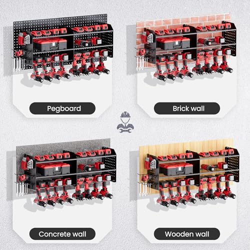 TRZZ 2-in-1 Power Tool Organizer Wall Mount, 3-Layer Tool Rack, Black - color: Black, size: 3-Layer (2-IN-1) without Charging Station