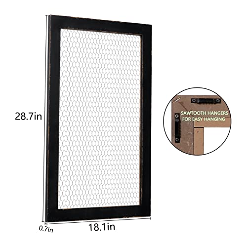 SOFE Farmhouse Memo Board Chicken Wire Frame, 18 × 29" Wall Grid - color: Black