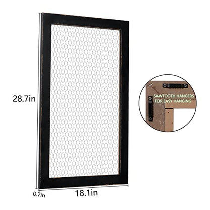 SOFE Farmhouse Memo Board Chicken Wire Frame, 18 × 29" Wall Grid - color: Black