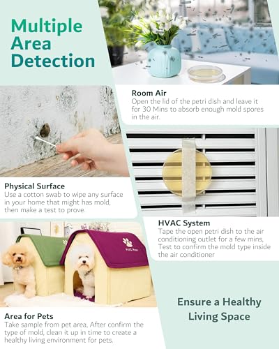 Mold Test Kit for Home - 12 Simple Detection Tests for HVAC, Surfaces & Indoor Air Quality, DIY Black Mold Detector Testing kit at Home, with Detailed Identification Guide & Free Lab Analysis - style: 12 Test Plates