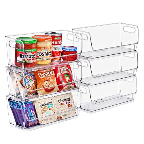 Sorbus Clear Pantry Organizer with Stackable Storage Bins, Open Front - size: Small Narrow, style: 6 Pack