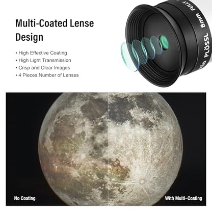 Astromania Telescope Eyepiece 1.25 Inch Plossl Eyepiece Telescope Lense 8mm - size: 1.25" - 8mm