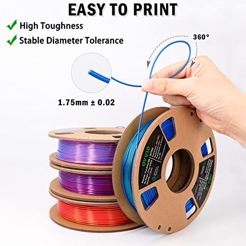 OVV3D PLA 3D Printer Filament Bundle, Silk Dual Color PLA Filament - color: Red Gold Blue Green