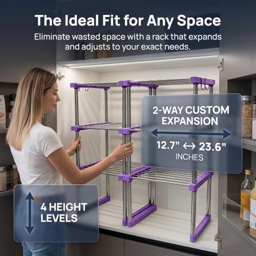 BLULEE Expandable Standing Shelf Unit, Adjustable Storage Rack Purple - color: Purple