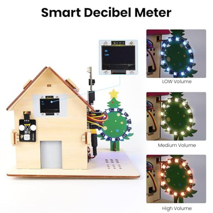 Microbit Smart Home Kit for Microbit V1 and V2,Electronics DIY Home Automation Coding Kit,STEM Educational Set for Student (Without Micro:bit and AAA Battery),Red