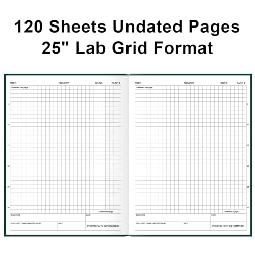 Lab Notebook/Laboratory Notebook - (.25" Grid Format), Laboratory Notebook Quad Ruled Science Lab Book with Grid Pages: Table of Contents for Chemistry, Physics, Biology, 8" x 10", Green - style: Green