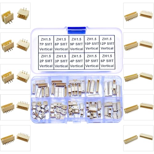 JST SMT Connector Socket, JST ZH 1.5 1.5MM 2Pin 3Pin 4Pin 5Pin 6Pin 7Pin 8Pin 9Pin 10Pin 12Pin Micro SMD Header PCB Board Surface Mount Mounting Top Type Vertical Header (JTS-ZH1.5-SMT-Ver) - size: 1.5MM-ZH-Vertical-Header