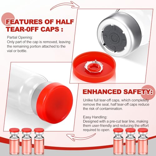 40 Pcs 3ml Sterile Vials Empty Vials for Injection, Red Lid - color: Red Lid