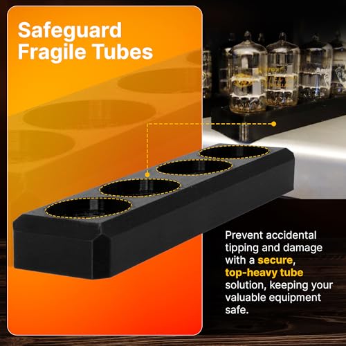 SplashNColor Quad 4X Vacuum Tube Holder Display Stand – Compatible with ECC88, 6DJ8, 6922 Tubes – Fits Schiit Audio Lyr and Valhalla – Heat-Resistant Satin Black Tube Rack