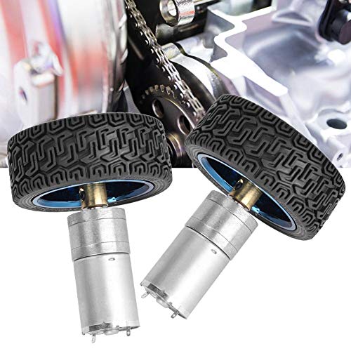 Encoder Gear Motor 65mm Wheel Kit, DC 6V 280RPM 25GA370 DC Gear Motor 4mm Shaft with Mounting Bracket for Smart Car Robot DIY (2 Sets)