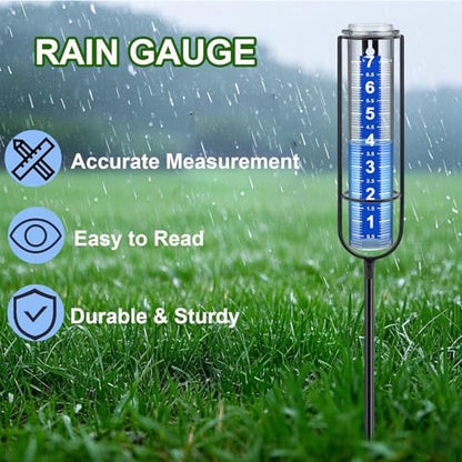 Rain Gauge Outdoor, 7" Freeze-Proof Rain Gauge Outdoor Best Rated, Large Clear White Numbers and Adjustable Height - Stylish and Practical Rain Measuring Tool for Garden, Lawn, Patio - size: 4-Section Rain gauge White
