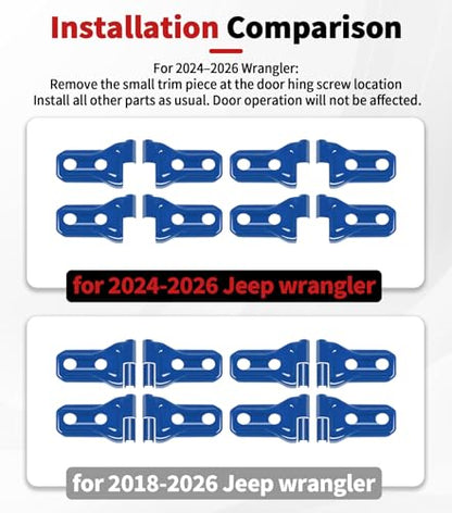 JWWY Complete Exterior Cover Trim Kit for 2018–2026 Jeep Wrangler JL JLU, Full Coverage Door Handle Hood Hinge Hood Latch Side Air Vent Rear Tailgate Window Hinge Covers, 43PCS Blue - color: Blue