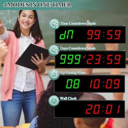 Digital Days Countdown Timer Clock,Retirement Countdown Calendar up to 999 Days,Count Timing Up Stopwatch,LED Wall Clock with Remote control for Wedding Birthday Event Sports Vacation Examination