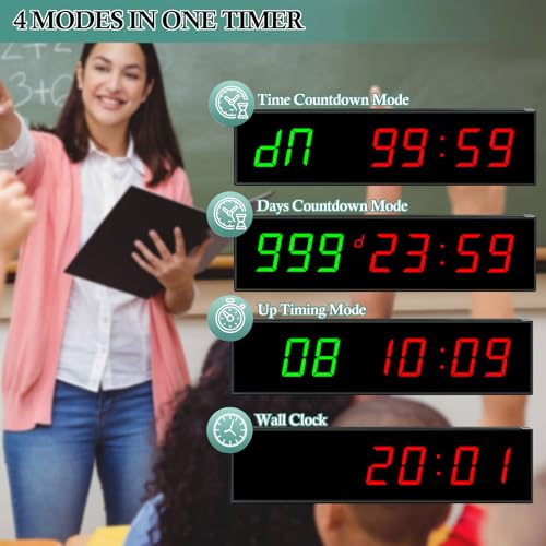 Digital Days Countdown Timer Clock,Retirement Countdown Calendar up to 999 Days,Count Timing Up Stopwatch,LED Wall Clock with Remote control for Wedding Birthday Event Sports Vacation Examination