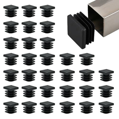 32 Pack 1/2" x 1/2" Black Square Tube End Cap Plastic Plugs - color: Black, size: 1/2" - 32 pcs