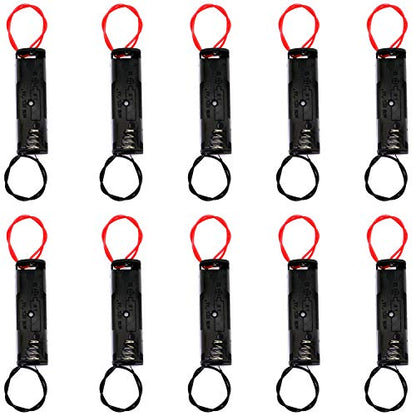 E-outstanding 10PCS Single AA Battery Holder Case with Wire Connections Black 1.5V - size: 1AA