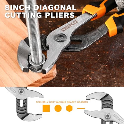 6PCS Pliers Set, 10" Water Pump Plier 8" Slip Joint/Linesman/Long Nose Plier 6" Diagonal 8" Adjustable Wrench | Premium CR-V Tools with Storage Bag for Home Repair, Workshop & DIY Professional Use