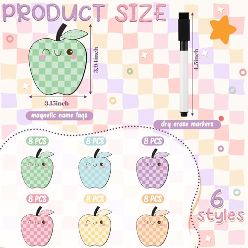 48 Pcs Pastel Dry Erase Magnetic Labels, Fruit - style: Fruit