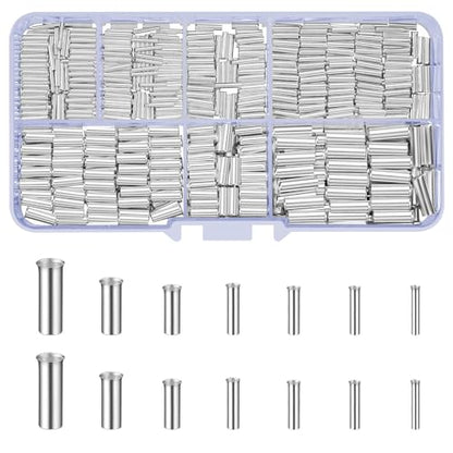650 Pcs 7 Sizes Wire Ferrules Kit, Tinned Copper Crimp Connectors, 22-18 AWG 16-14 AWG 12-10 AWG Non Insulated Electrical Cable Pin Cord End Terminals, Wire Copper Crimp Fitting Ferrules