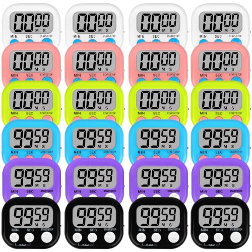Lasubst Digital Classroom Timers for Teachers Kids School Supplies Bulk with Magnetic Back 24 Pack, Black White Pink Purple Blue Green - color: Black White Pink Purple Blue Green