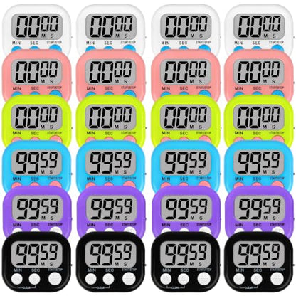 Lasubst Digital Classroom Timers for Teachers Kids School Supplies Bulk with Magnetic Back 24 Pack, Black White Pink Purple Blue Green - color: Black White Pink Purple Blue Green