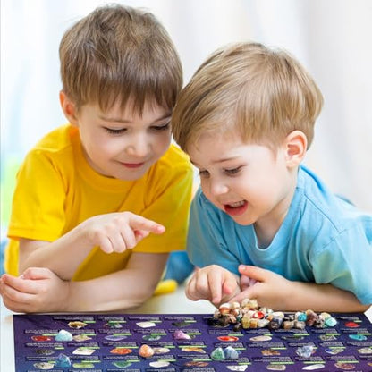 Gamerside Rocks Collection Box 48 Real Gem Stones, Science Kit for Kids 6+ - color: 48 Rocks