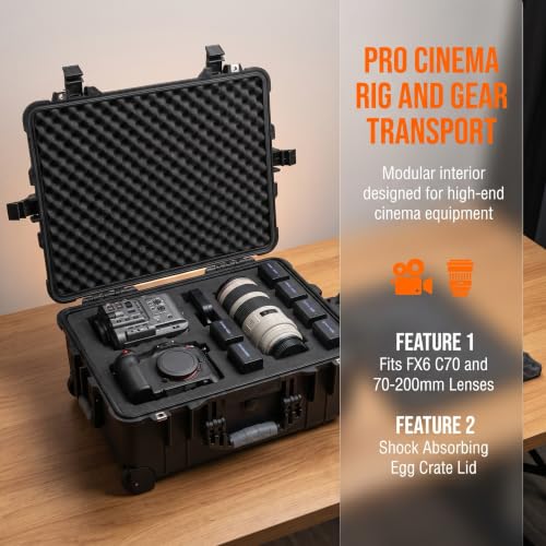 MEIJIA Rolling Waterproof Hard Protective Case, Hard Camera Case with Retractable Pull Handle and Wheels,Customizable Fit Foam Inserted, Black, 22.83 x 17.91 x 10.31 inches - size: 22.83 x 17.91 x 10.31 inches