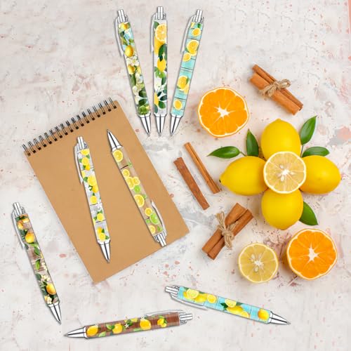 Idealmuzik Lemon Pens Set – Fun Citrus-Themed Pens for Girls, Students, and Stationery Lovers – Smooth Writing Ballpoint Pens for School, Journaling, or Gifts – Bright and Cheery Design, 8 Pack - color: Lemon