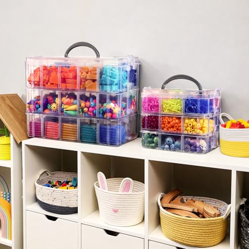Bead Organizer, Funtopia 2 Pack Craft Storage with Removable Dividers