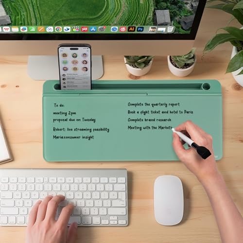 Varhomax Glass Desk Whiteboard with Storage - color: Green