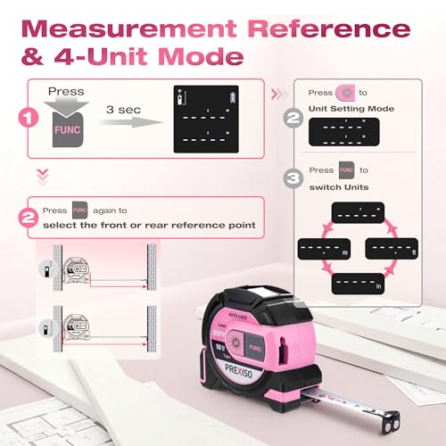 PREXISO 2-in-1 Laser Tape Measure, 215Ft Laser Measure & 16Ft Tape Measure