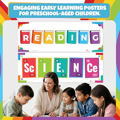 Sproutbrite 4 Pack 13.5"x39" Educational Charts & Posters Homeschool - color: Neutral