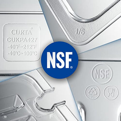 CURTA 6 Pack NSF Notched Food Pan Cover, 1/2 Size Clear Polycarbonate Lid with Handle for Commercial Food Pan, Dishwasher & Freezer Safe Plastic Clear - color: 1/2 Size, size: Handled & Notched Lids
