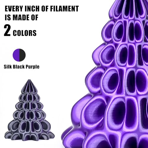 OVV3D Silk PLA Filament 1.75mm, Dual Color PLA Filament 3D Printer Filament, Black Purple 3D Printing Filament +/-0.02mm, 1kg Spool /2.2lb - color: Dual-color Black Purple