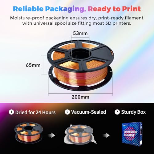 FLASHFORGE Silk Dual Color Filament, Gold and Rose 2 in 1 Coextrusion Silk PLA Filament 1.75mm, 3D Printer Filament Color Change 1kg(2.2lbs) Spool, Dimensional Accuracy +/- 0.02mm - color: Gold and Rose 2 in 1