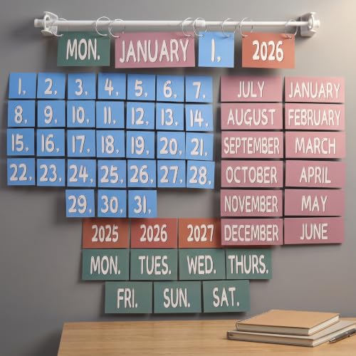 Flip Calendar Bulletin Board for Classroom Adjustable Calendar Holder Teacher School Decor with 54 Date Cards 2026-2028