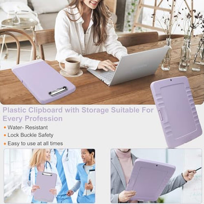 Clipboard with Storage, A4 Binder Nursing Clipboards with Pen Holder, Heavy Duty Storage Clipboards with Low Profile Clip, Clipboard Folder Side-Opening, Smooth Writing Clip Board (02Purple) - color: 02purple