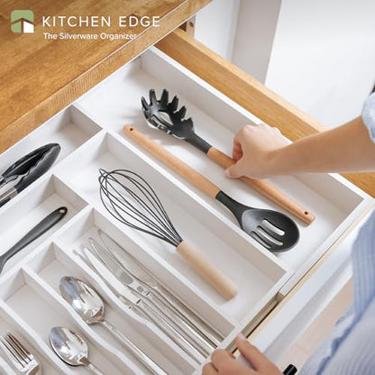 KitchenEdge Silverware & Utensil Organizer | White Bamboo, 16-28 In - color: White Bamboo, size: From 16" to 28" Wide