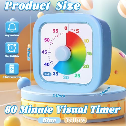 AmazingSpark 2 Pack Visual Timer 60 Minute, Apricot,Blue, Graduated - color: Apricot,blue