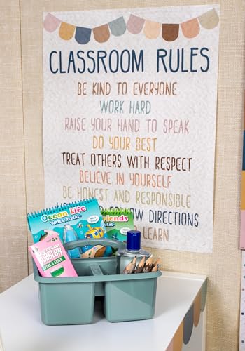 Teacher Created Resources Calming Blue Portable Plastic Storage Caddy 6-Pack for Classrooms, Kids Room, and Office Organization, 3 Compartments