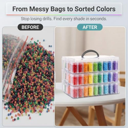 Diamond Art Storage Organizer, 150 Jars, 3-Tier Stackable Case - color: Clear-3 Tier