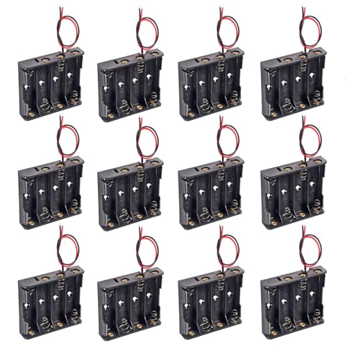 12pcs AA Battery Holder 4X 1.5V AA Battery Holder 4AA Battery Holder Case with Wires