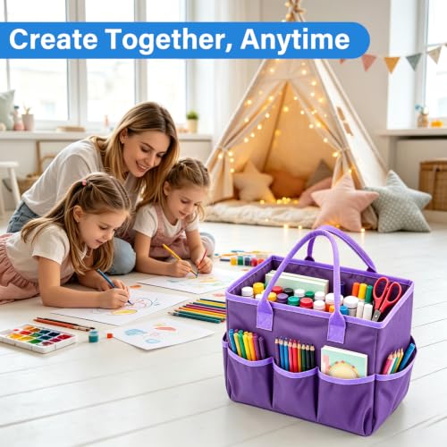 ZKOO Art Craft Organizer Tote Bag, Desktop Tote and Organizer Purple - color: Purple