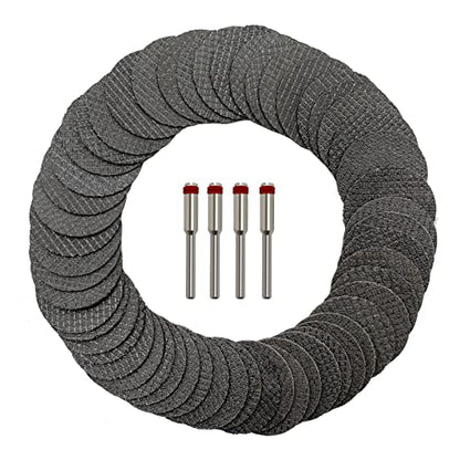 50pcs Rotary Tool Cut Off Wheels 1-1/4'' Fiberglass Reinforced Cutting Wheel Discs with 4Pcs Mandrels Rotary Tool Accessories for Cutting Metal, Wood, Stone - style: 1-1/4''