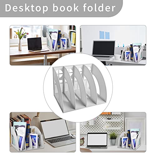 Marte Vanci Magazine File Holder Desktop Book Organizer Plastic Storage Sturdy Vertical 4 Section Folder (Light Gray) - color: Light Gray 4 Section