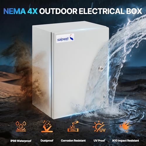 16x12x8 NEMA 4X Electrical Enclosure Metal Outdoor Enclosure Box - size: 16"H × 12"W × 8"D