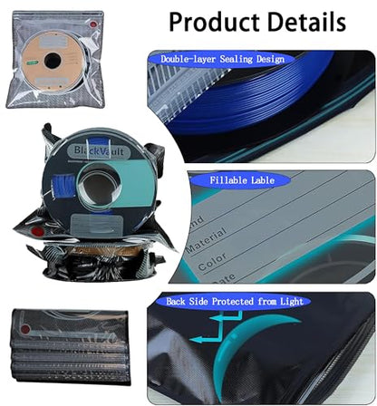 GAOJU 3D Printer Filament Storage Bags Light-Proof Vacuum Storage Kit 3D Printer Filament Vacuum Sealed Bags 3D Printer Accessories with USB Pump Dust Proof and Humidity Resistant (12.6 * 13.4 in) - color: 10pcs Black Bags