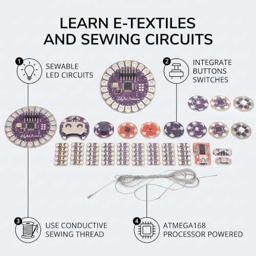Wearable LED Sensor Kit with Temperature Sensor and Cable, DIY Electronic Components for Projects, Electronic Sensor Kit for STEM Education and Prototyping