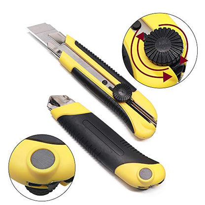 24 Pack Utility Knife, 25mm Retractable Box Cutter - color: 24 Knives