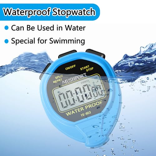 Waterproof Stopwatch Timer, Digital Stop-Watch for Sports, Blue - style: waterproof-blue